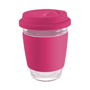 Glass Napoli 350ml Coffee Cup With Silicon Lid and Band