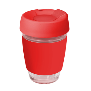 Glass Genova 350ml Coffee Cup With Silicon Lid and Band