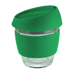 Glass Moama 240ml Coffee Cup With Silicon Lid and Band
