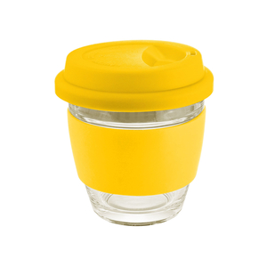 Glass Napoli 240ml Coffee Cup With Silicon Lid and Band