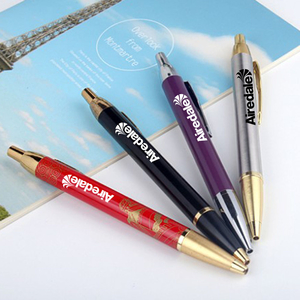 Brushed-Metal Chrome Retractable Ballpoint Pen