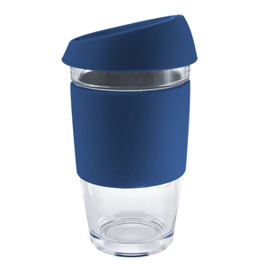 Glass Moama 475ml Coffee Cup With Silicon Lid and Band