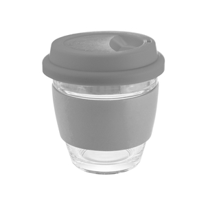 Glass Napoli 240ml Coffee Cup With Silicon Lid and Band